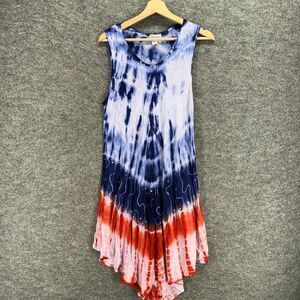 Ashley Taylor Dress Women 1X Plus Blue Colorblock Shift Midi Sleeveless Rayon